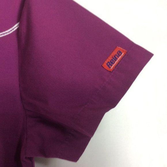 4/$25 Reina Scrub Top Magenta Short Sleeve V Neck Womens Size XS - Picture 2 of 7